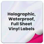 Holographic Self-Adhesive Vinyl Sticker Paper – Waterproof – Blank Full Sheet Labels - 8 1/2" x 11" – Compatible with Inkjet and Laser Printers and All Cutting Machines