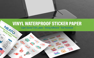 Super Glossy White Vinyl Sticker Paper – Waterproof – Blank Full Sheet Labels - 8 1/2" x 11" – Compatible with Inkjet and Laser Printers and All Cutting Machines – Perfect for Custom Labels and Crafts