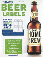 Blank Beer Labels For Retail - One Case Is 10 Packs - 12 Sheets per Pack- WHITE, GLOSSY - WATER RESISTANT - FOR INKJET AND LASER PRINTERS