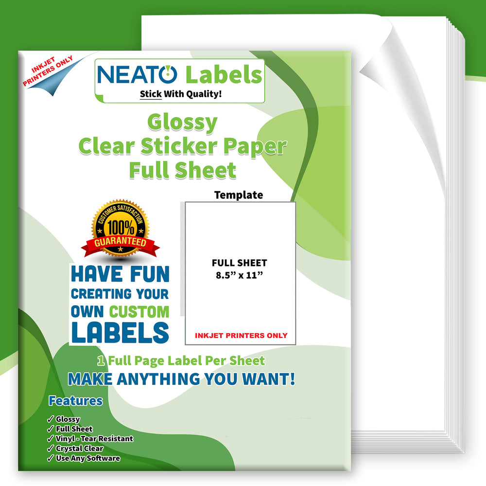 Super Glossy White Vinyl Sticker Paper – Waterproof – Blank Full Sheet  Labels - 8 1/2