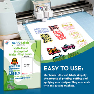 Printable Matte Vinyl Sticker Paper – Waterproof – Full Sheet