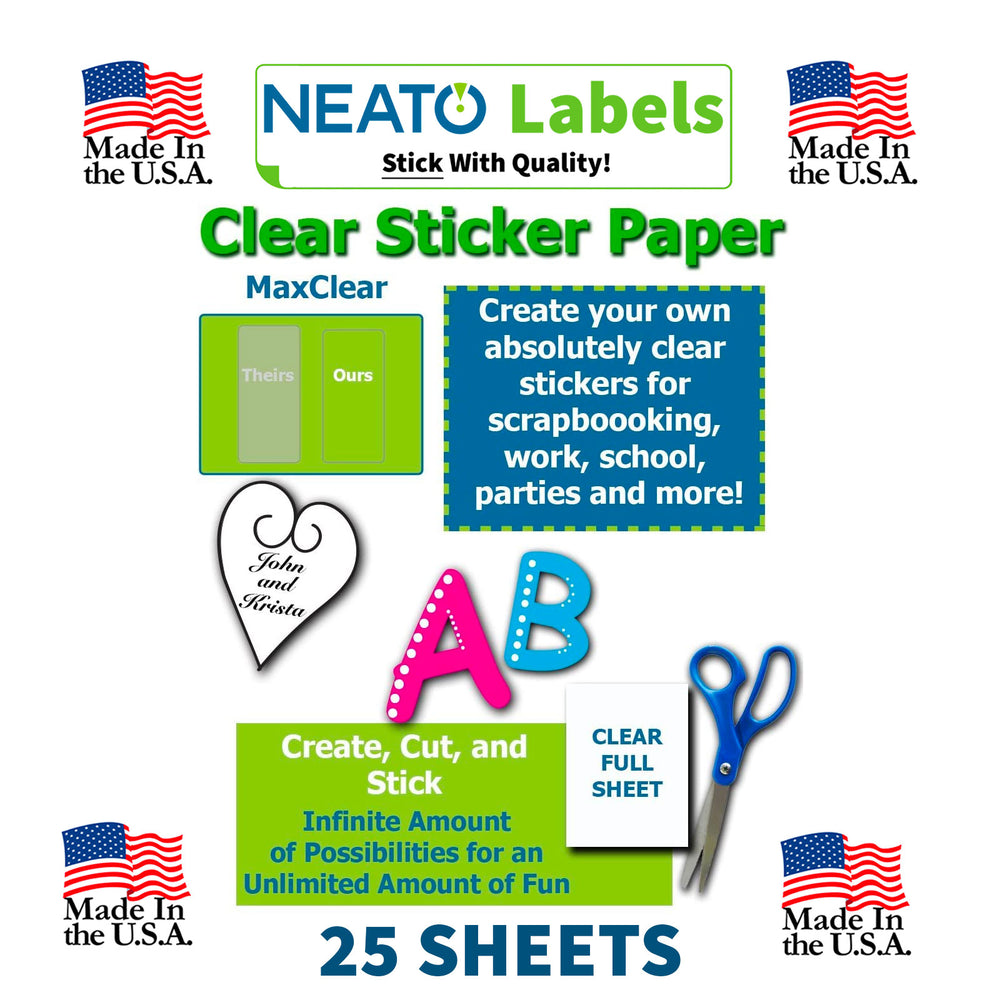 Printable Matte Vinyl Sticker Paper – Waterproof – Full Sheet Labels –  Neato Labels