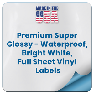 Super Glossy White Vinyl Sticker Paper – Waterproof – Blank Full Sheet  Labels - 8 1/2