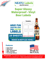 Blank Beer Labels - WHITE, GLOSSY - WATERPROOF - FOR INKJET AND LASER PRINTERS
