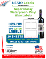 Blank Wine Labels - WHITE, GLOSSY - WATEPROOF - FOR INKJET AND LASER PRINTERS