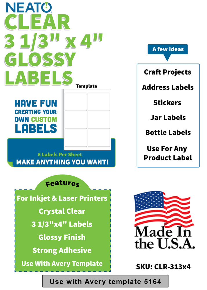 Avery Printable Sticker Paper, Matte Clear, Inkjet, 3 Sheets